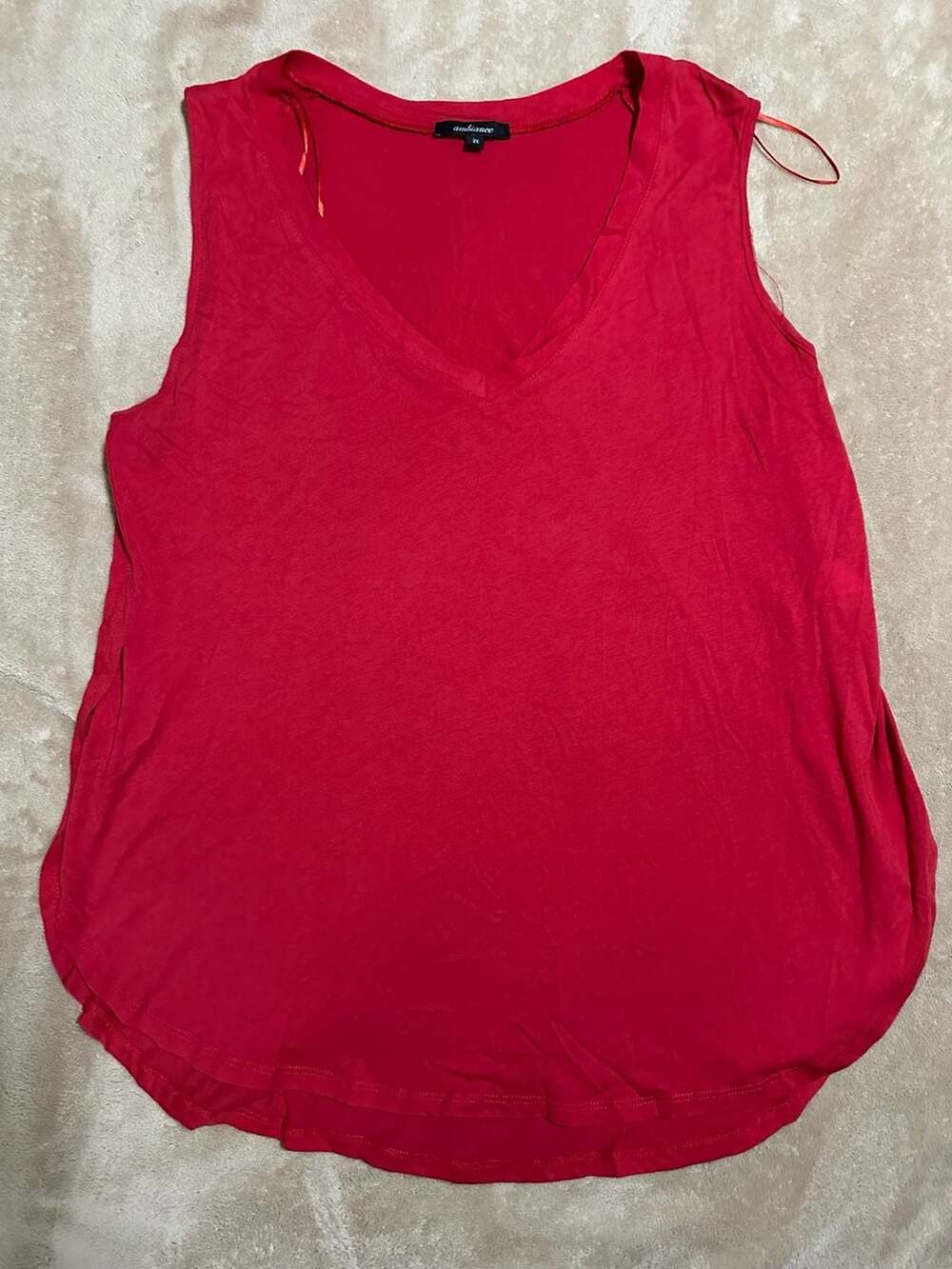 Ambiance Red V-Neck Sleeveless Tank Top Size 2X